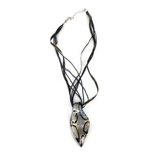 Art‎ Glass Teardrop Shaped Necklace Choker Pendant Charm Jewelry w/ Cloth Chain